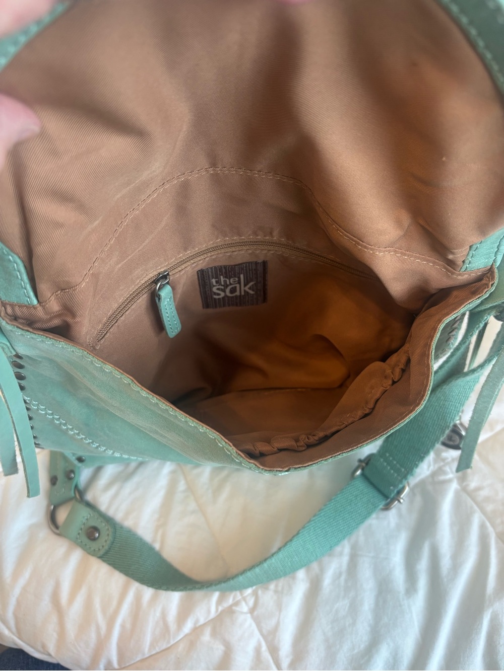 The Sak Mint Green Leather Crossbody with Tassel and Stud Accents - Picture 11 of 16